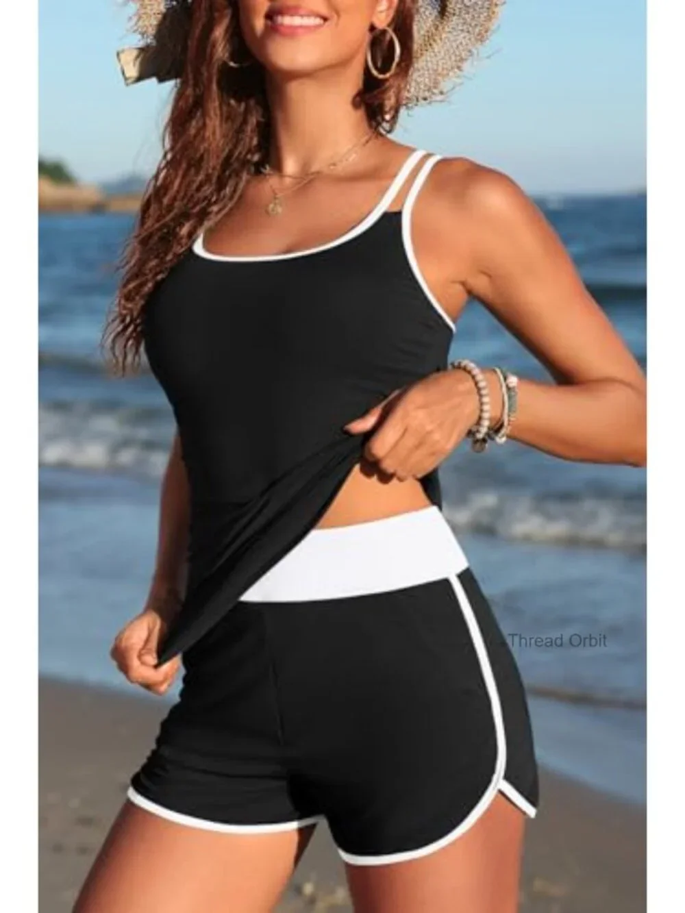 Women Tankini Swimsuit with Shorts Two Piece Tummy Control Bathing Suit Ruched